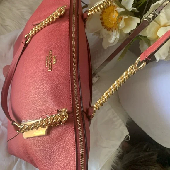 NWOT Coach Ava Chain Refined Red Pebble
Leather Tote Bag Carryall - Picture 4 of 15